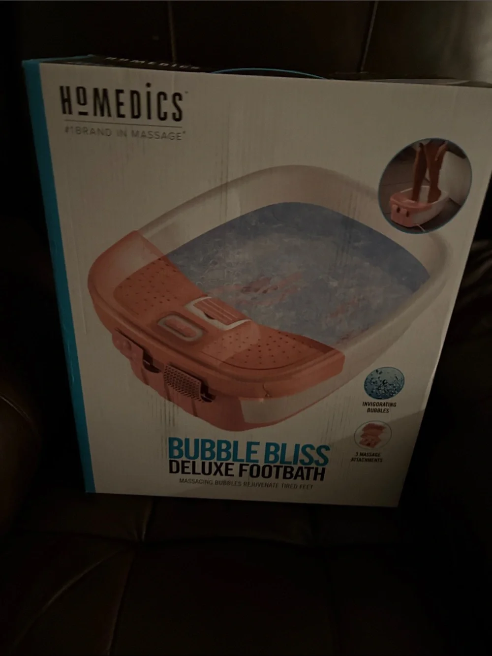 Homedics Bubble Bliss Deluxe Footbath in Coral Pink and White